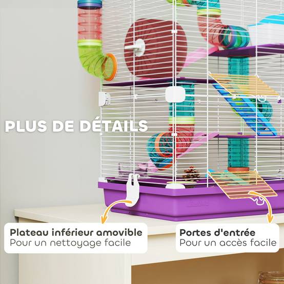 Cage rongeur métal pour appartement avec tubes 46x58cm Violet - ComfortXL Outdoor Living - Image 9
