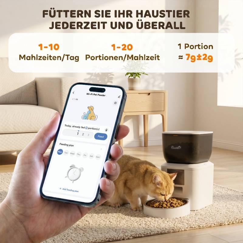 ComfortXL - Distributeur automatique croquettes avec gamelle inox pour chat et chien connecté WiFi 4L Blanc - ComfortXL Outdoor Living - Image 4