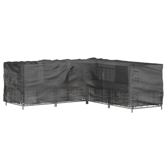 Housse de salon de jardin en forme de L polyéthylène noir 300 x 300 x 70 cm - PANGIVO - Image 9