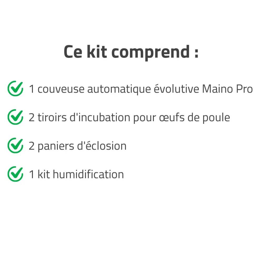 Couveuse + 2 Tiroirs caille à poule +  2 Paniers d'éclosion + 1 Kit humidification MAINO - Image 2