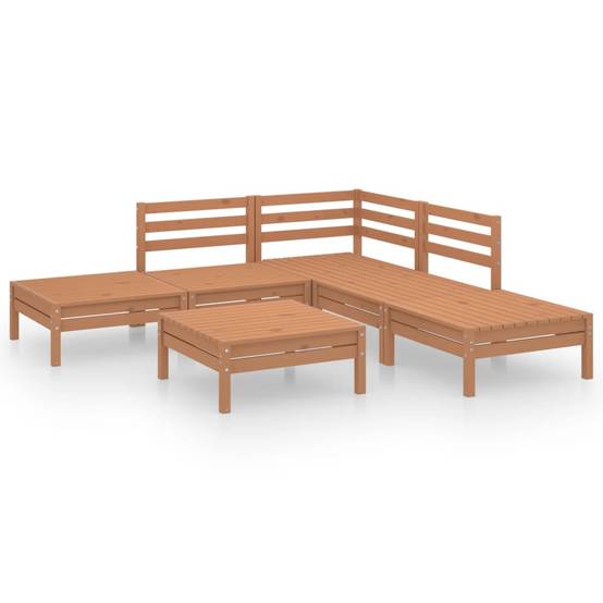 Helloshop26 - Salon de jardin meuble d'extérieur ensemble de mobilier 6 pièces bois de pin massif marron miel - Imagen 1