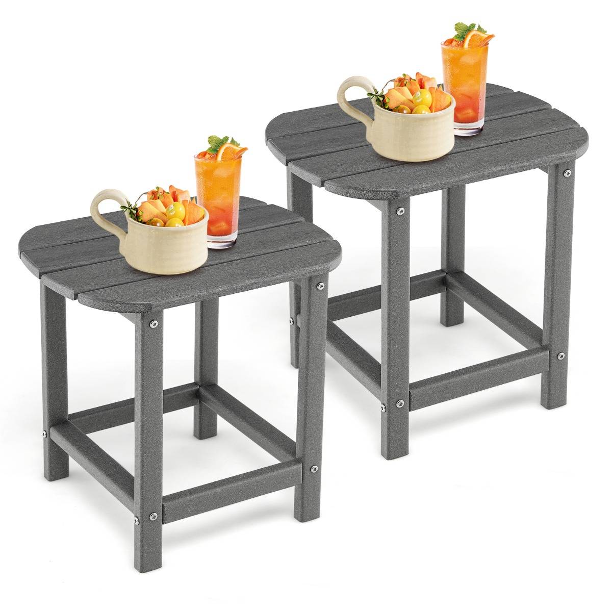 Table Basse d'Extérieur Table de Jardin Adirondack PEHD Antirouille et Imperméable 48x37x46cm Gris