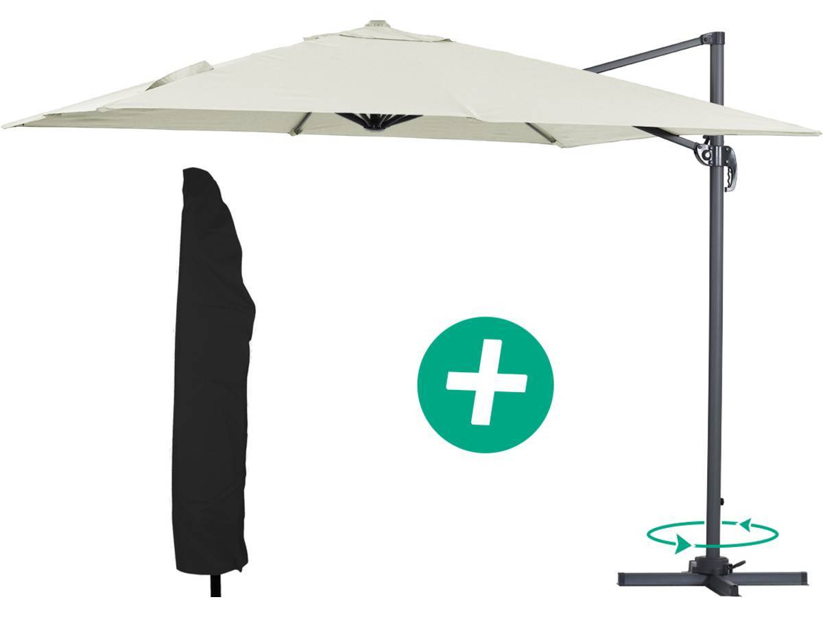 Habitat Et Jardin - Parasol Jardin Déporté Alu "sun 3" - Carré - 3 X 3 M - Ecru + Housse De Protection -habitat Et Jardin - Imagen 1