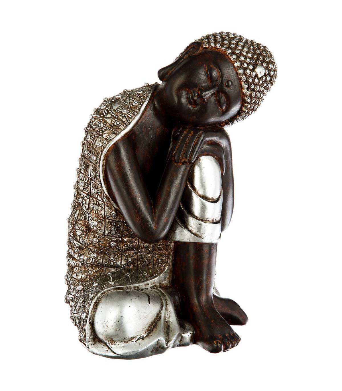 Objet décoratif Bouddha marron et argenté H 29.5 cm
