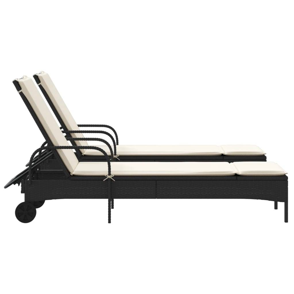 Vidaxl - Chaises longues avec coussins lot de 2 noir résine tressée vidaXL 3261434 - Image 6