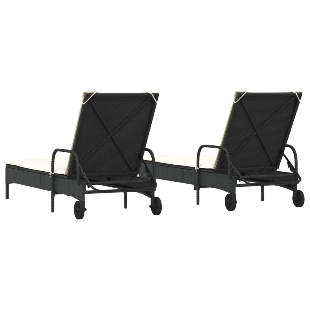 Vidaxl - Chaises longues avec coussins lot de 2 noir résine tressée vidaXL 3261434 - Image 7