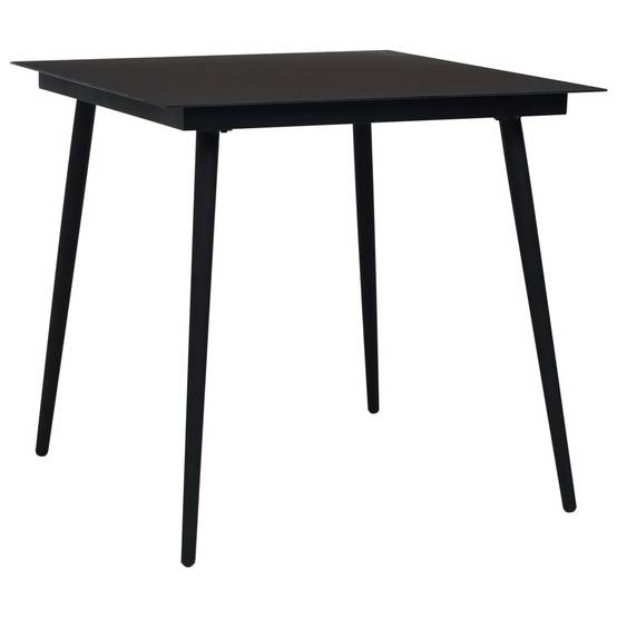 Maison Chic - Table à dîner de jardin - Table d'extérieur - Table de jardin Noir 80x80x74 cm Acier et verre-JU1776 - Image 2