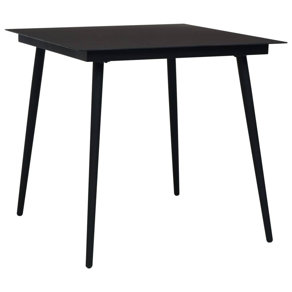 Maison Chic - Table à dîner de jardin - Table d'extérieur - Table de jardin Noir 80x80x74 cm Acier et verre-JU1776 - Image 2