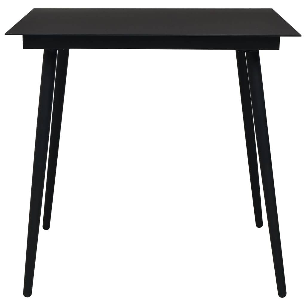 Maison Chic - Table à dîner de jardin - Table d'extérieur - Table de jardin Noir 80x80x74 cm Acier et verre-JU1776 - Image 1