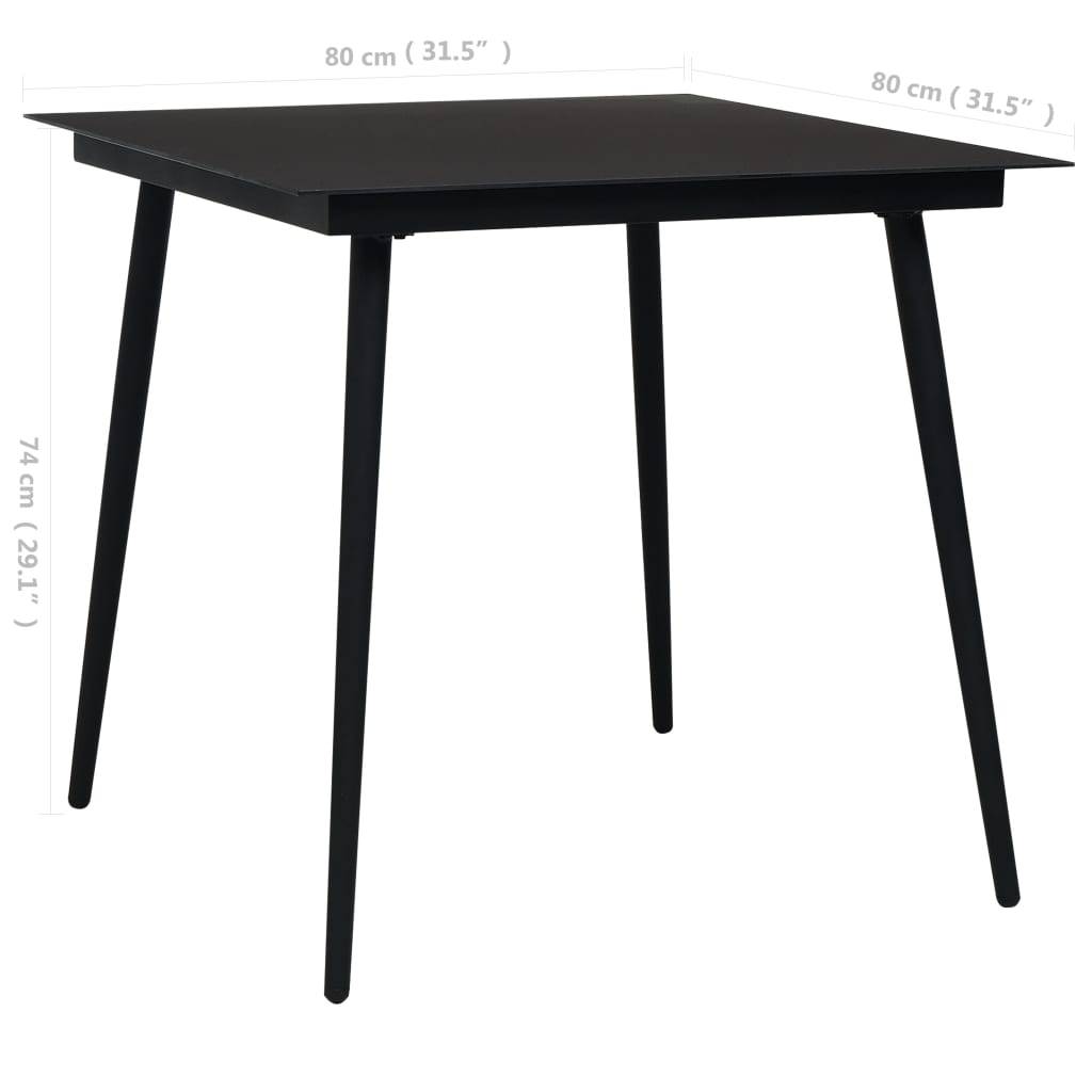 Maison Chic - Table à dîner de jardin - Table d'extérieur - Table de jardin Noir 80x80x74 cm Acier et verre-JU1776 - Image 4