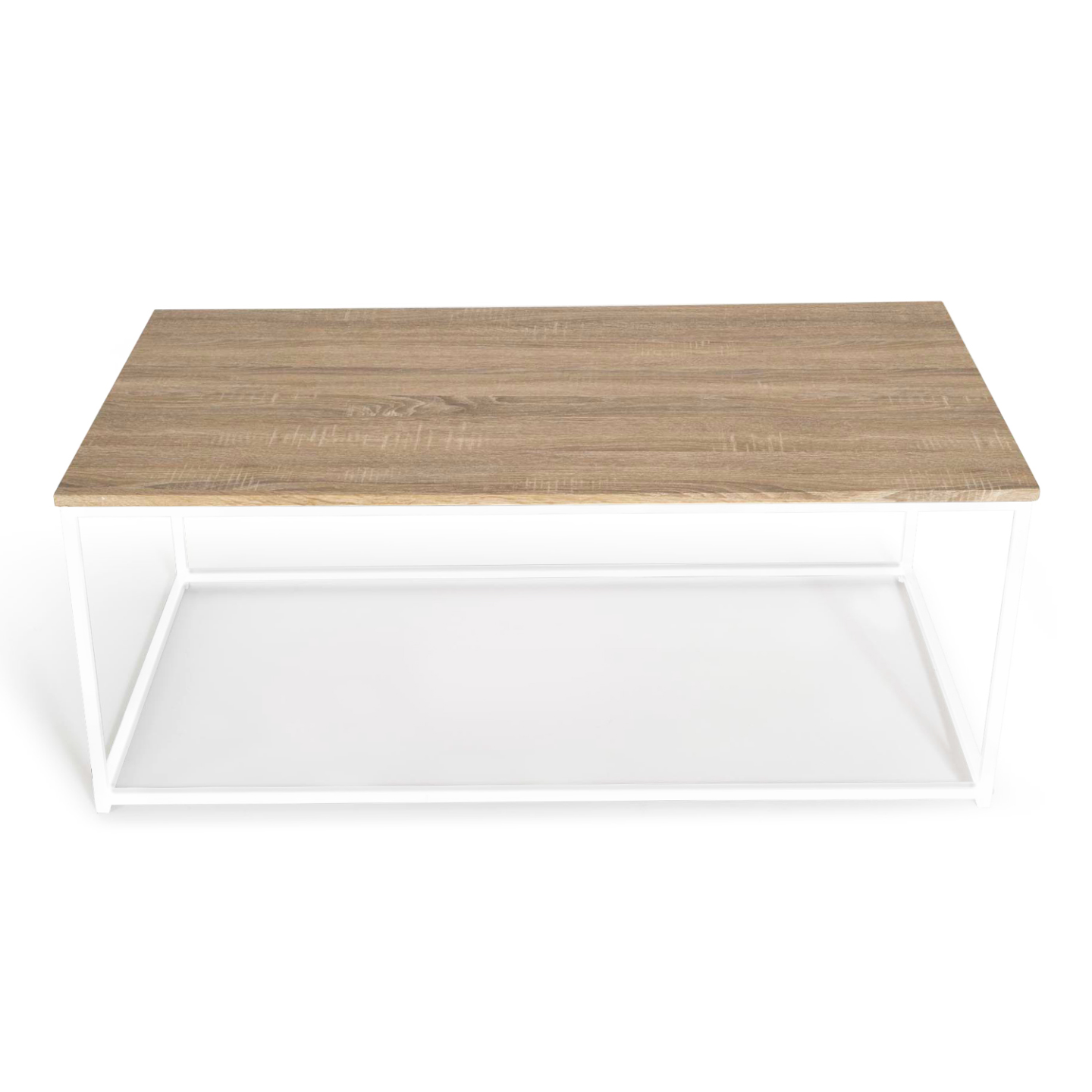 Table basse rectangulaire DETROIT 113 cm design industriel bois et métal blanc - Image 2