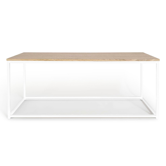 Table basse rectangulaire DETROIT 113 cm design industriel bois et métal blanc - Image 3