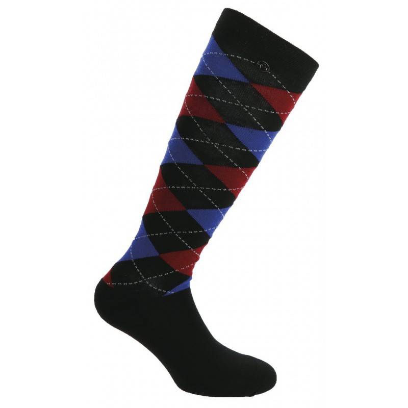 Chaussettes Equithème Argyle - Taille 42/45 - Bleu Roi/Noir