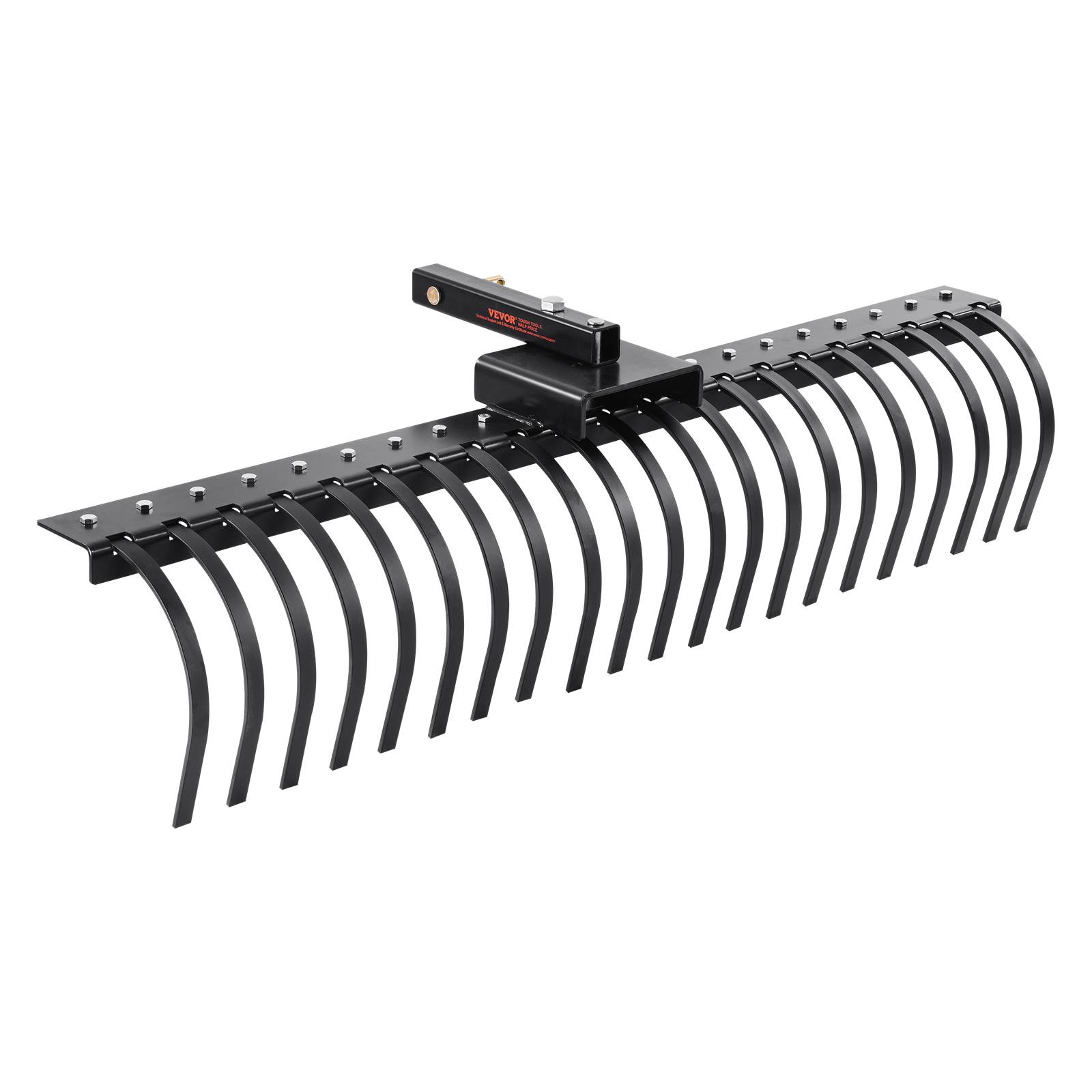 VEVOR Rateau paysager remorque, 1524 mm, 21 dents acier. Pour tracteur, feuilles, aiguilles pin. - Image 1