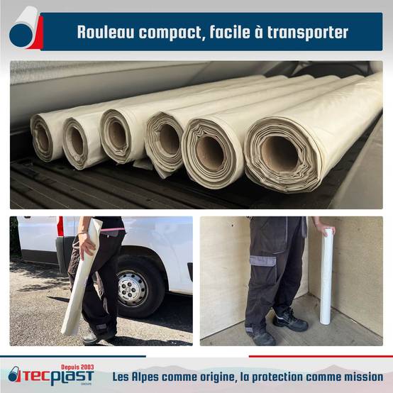 Bâche peinture en ROULEAU 3x25 m 40RPE Translucide - Economique - Film plastique de protection sol - Made in France TECPLAST - Imagen 6