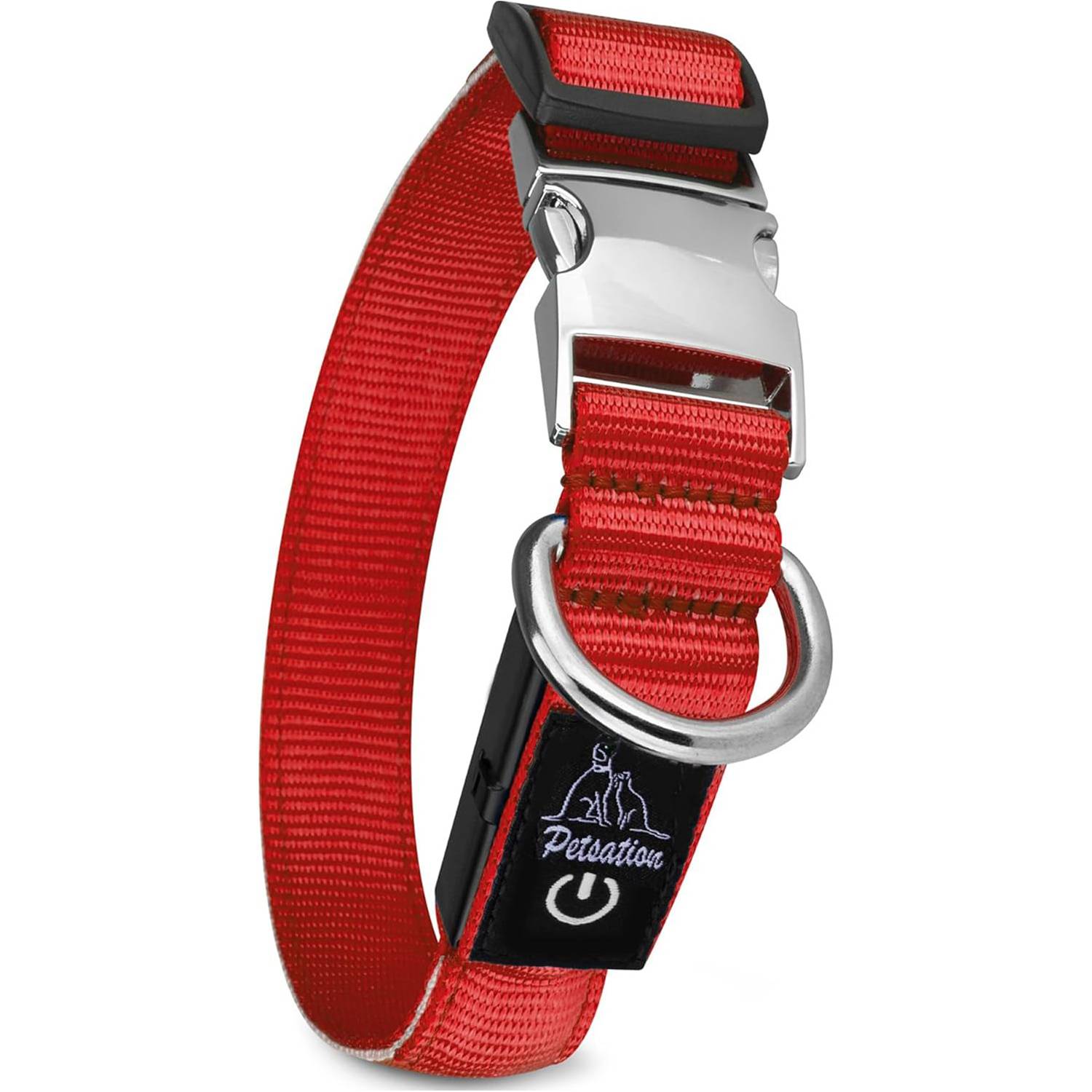 Petsation - Collier Lumineux pour Chien - Rechargeable par USB - Nylon renforcé - Haute Qualité, Stabilité & Sécurité (rouge L) - Petsation - Imagen 1