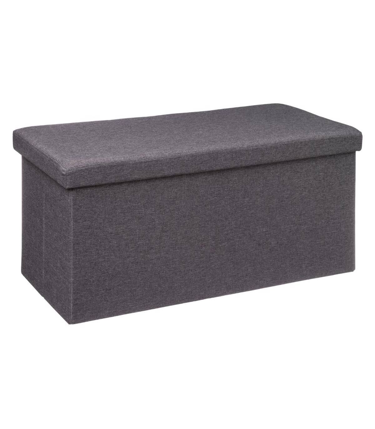 2 en 1 Pouf pliant double et Coffre de rangement Gris foncé 76 x 37.5 cm - Imagen 1