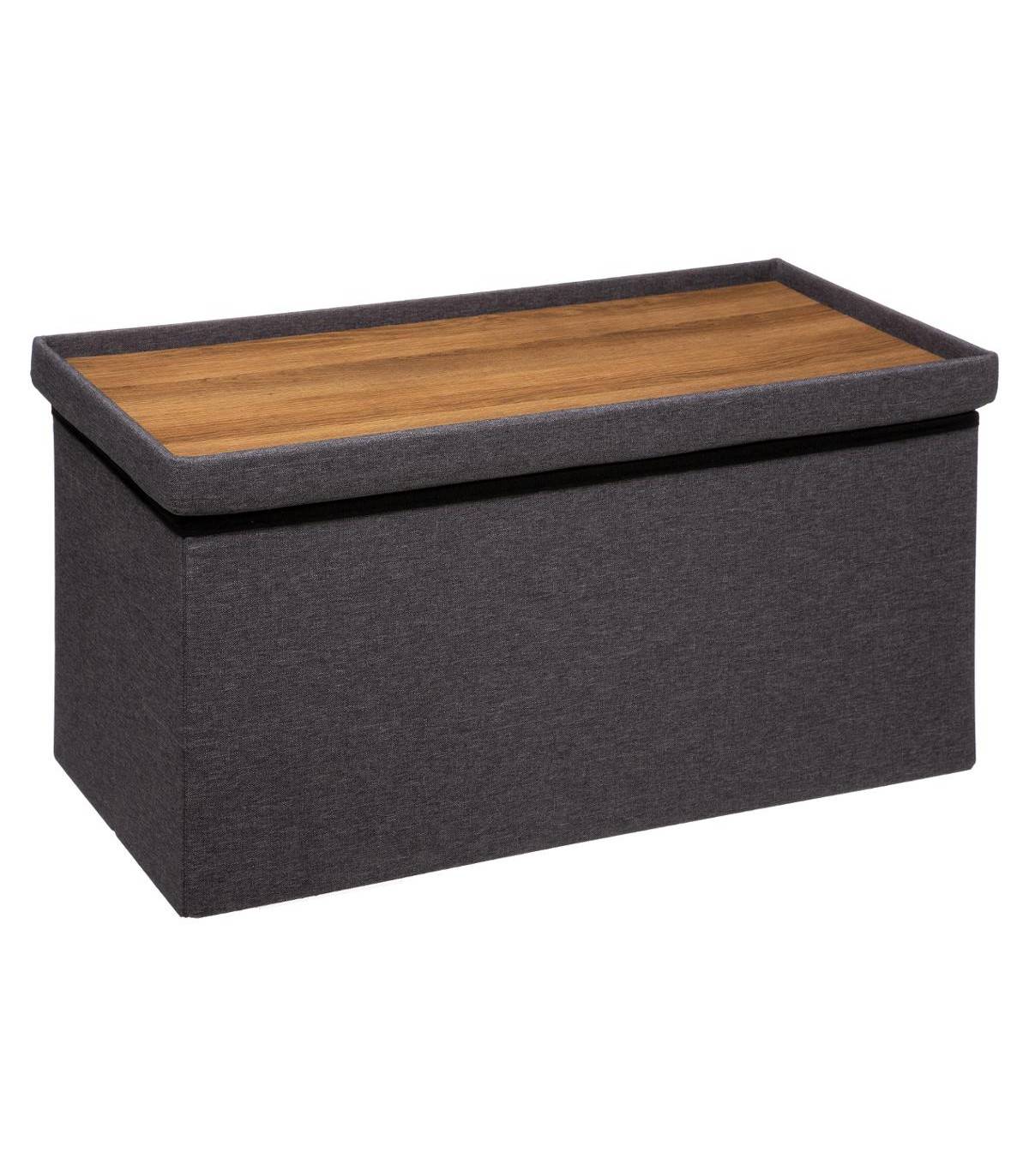 2 en 1 Pouf pliant double et Coffre de rangement Gris foncé 76 x 37.5 cm - Imagen 2