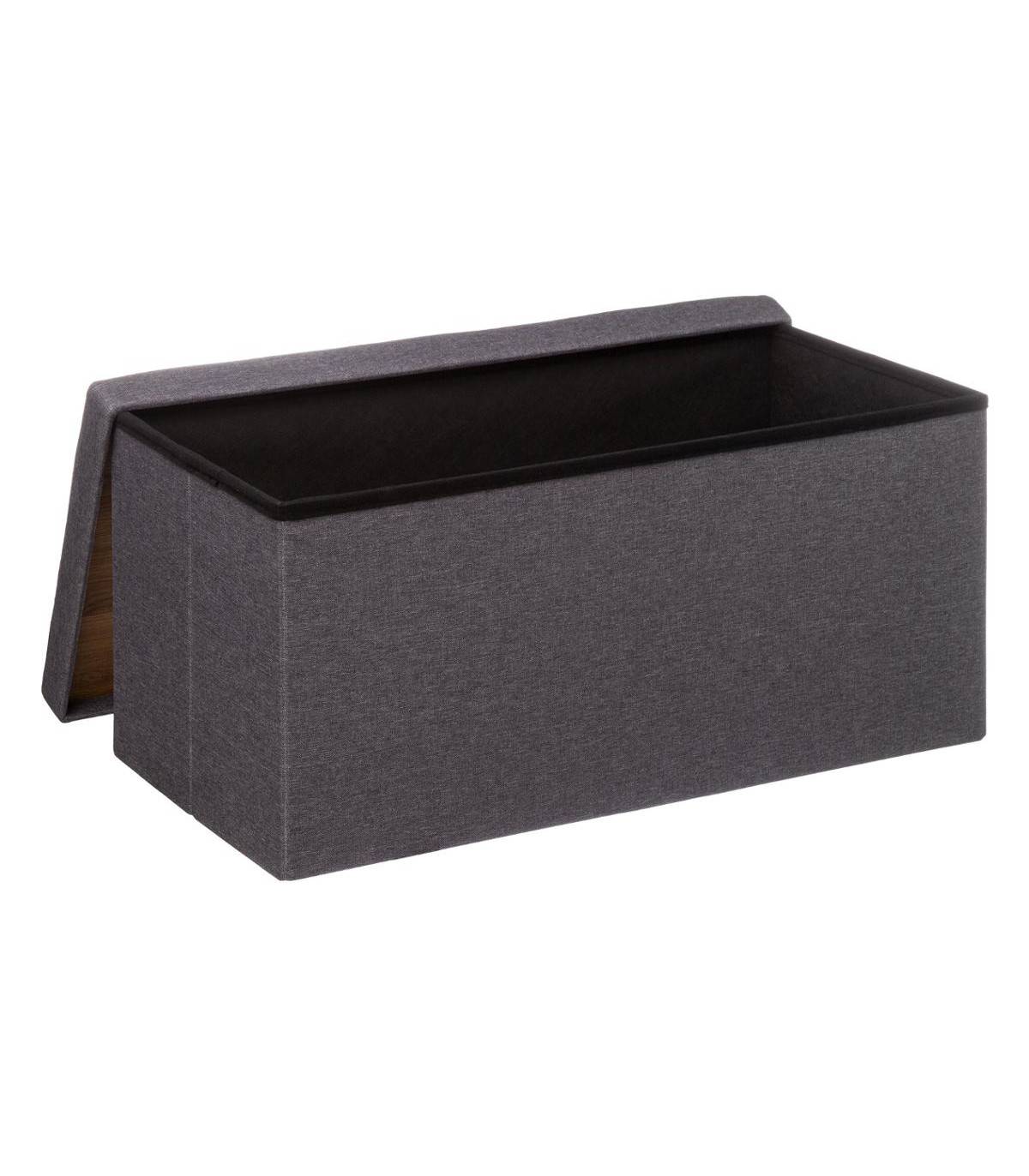 2 en 1 Pouf pliant double et Coffre de rangement Gris foncé 76 x 37.5 cm - Imagen 3