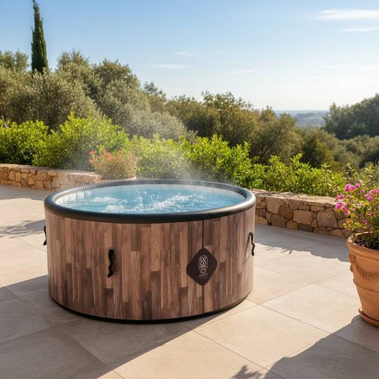 Spa gonflable 2 places chauffant & massant imitation bois 150cm - Image 2