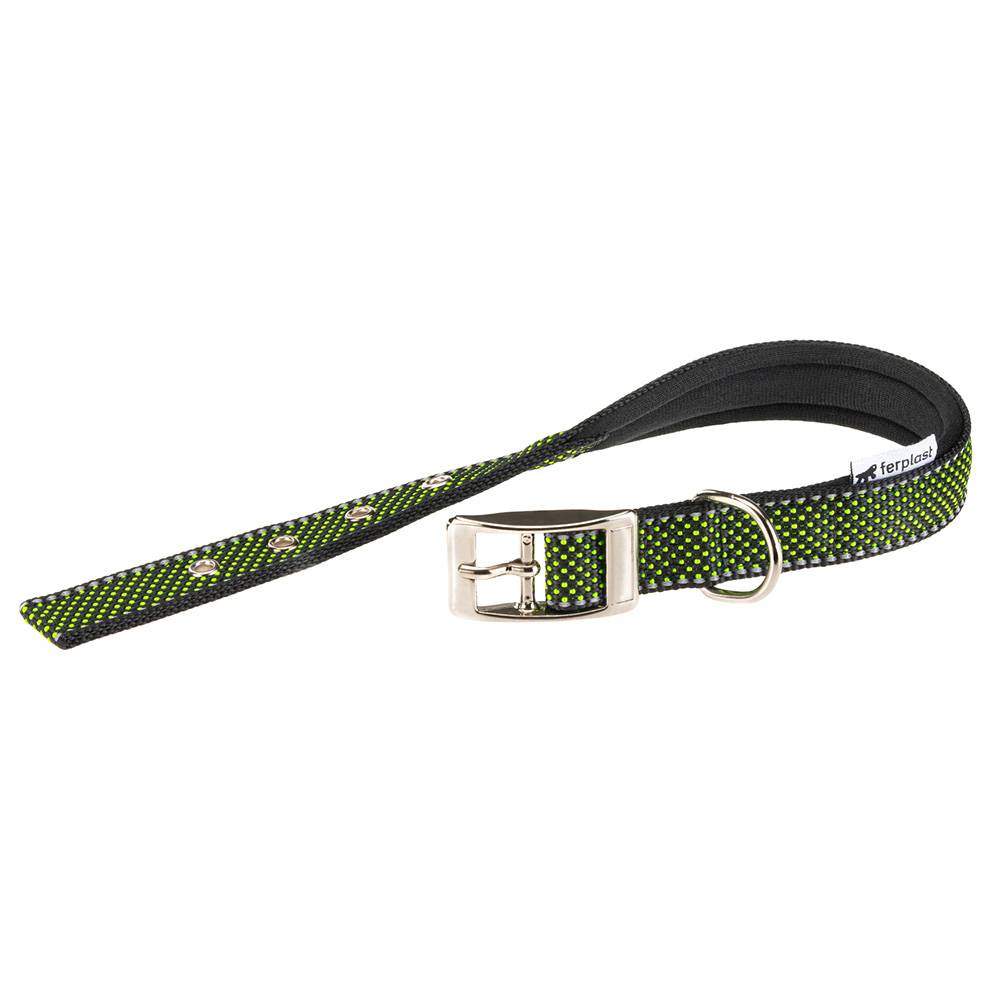 Ferplast - Collier pour Chiens Réfléchissant Rembourré DAYTONA DELUXE C25/45, Réglable, Boucle en Métal, Noir-Vert - Imagen 1
