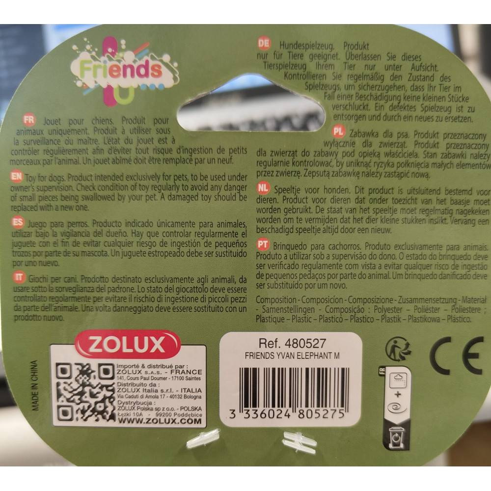 Zolux - Elefante Yvan M Juguete sonoro para perro de tamaño mediano - Imagen 4