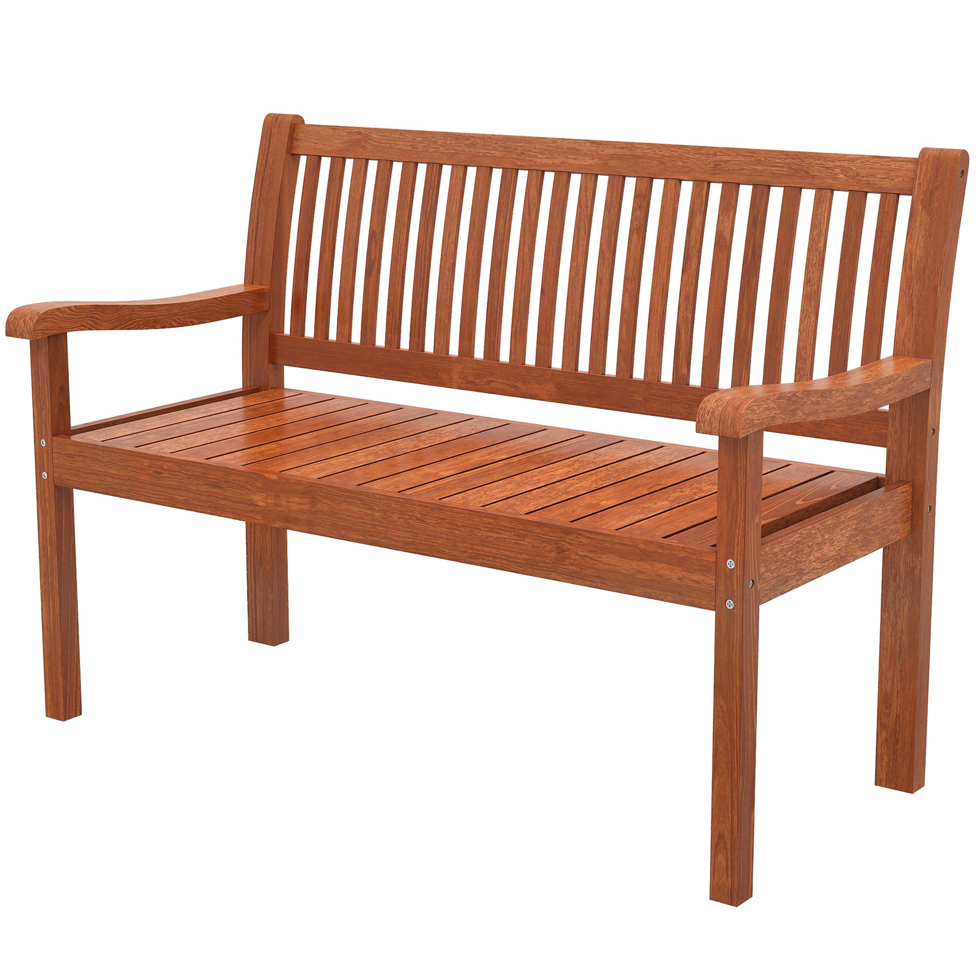 Sans Marque - Banc jardin bois extérieur 2 places housse imperméable dossier ergonomique 125x62x90 cm marron clair - Image 2