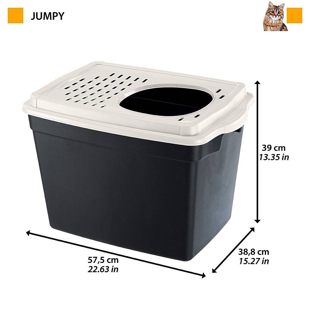 Ferplast - Ferplast Bac à Litière pour Chat, Toilettes Couvertes pour Chat, avec Entrée Supérieure, Couvercle Perforé, 38,8 x 57,5 xh 39 cm, Grand Bac à Litière - Imagen 2