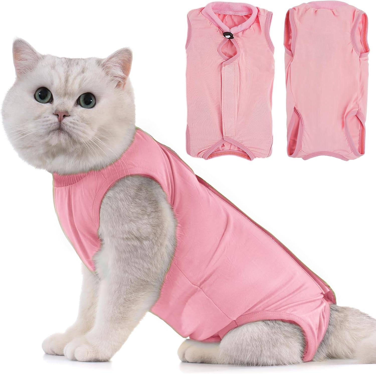 Combinaison de Récupération pour Chat Anti Léchage Rose S