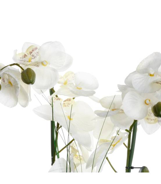 Plante artificielle Orchidée dans un pot en céramique blanche H 53 cm - Image 2