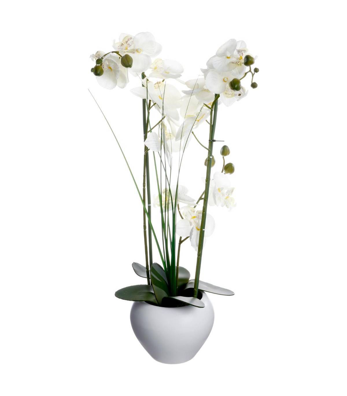 Plante artificielle Orchidée dans un pot en céramique blanche  H 53 cm - Image 1