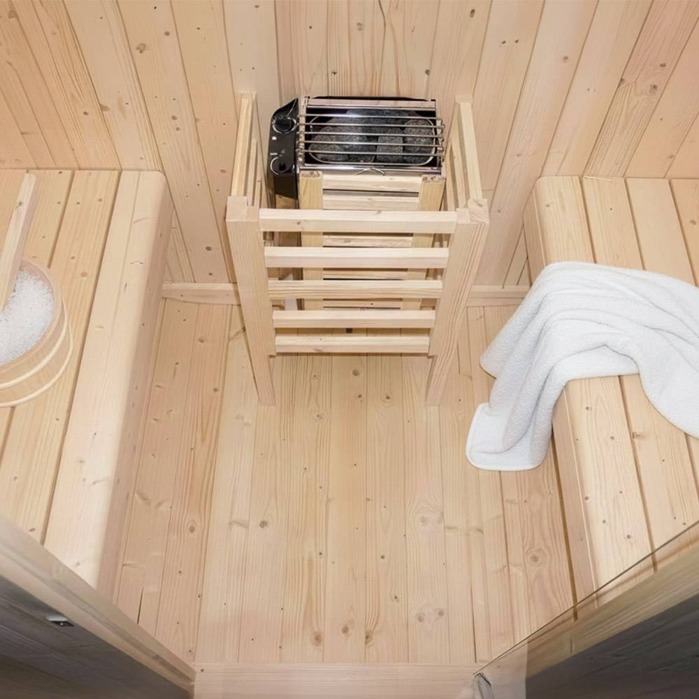 Home Deluxe - HOME DELUXE - Sauna d'extérieur CUBE M - Dimensions : env. 194 cm x 195 cm x 120 cm, bois : épicéa - avec poêle et accessoires pour sauna I Sauna de - Image 7