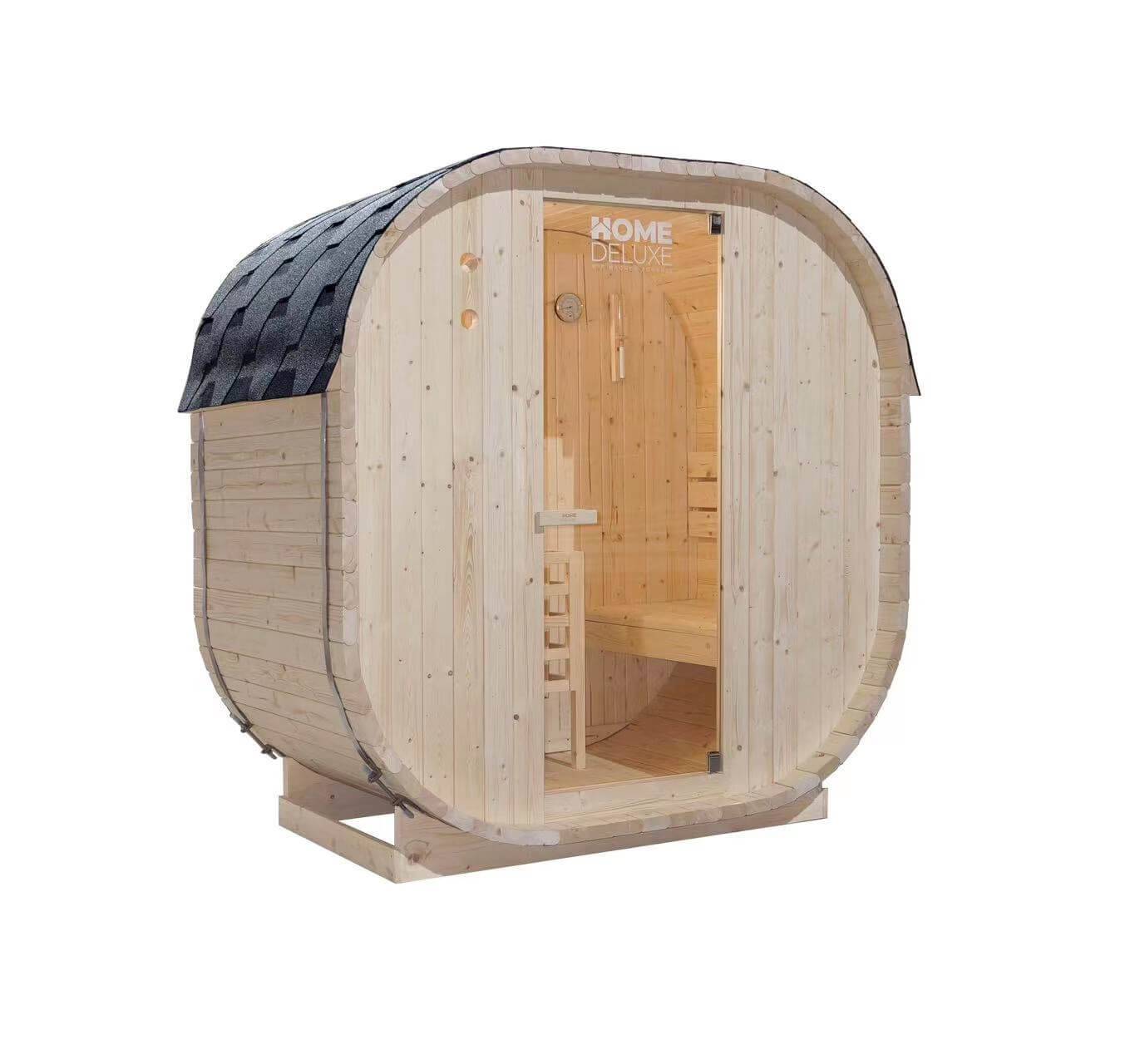 Home Deluxe - HOME DELUXE - Sauna d'extérieur CUBE M - Dimensions : env. 194 cm x 195 cm x 120 cm, bois : épicéa - avec poêle et accessoires pour sauna I Sauna de - Image 2