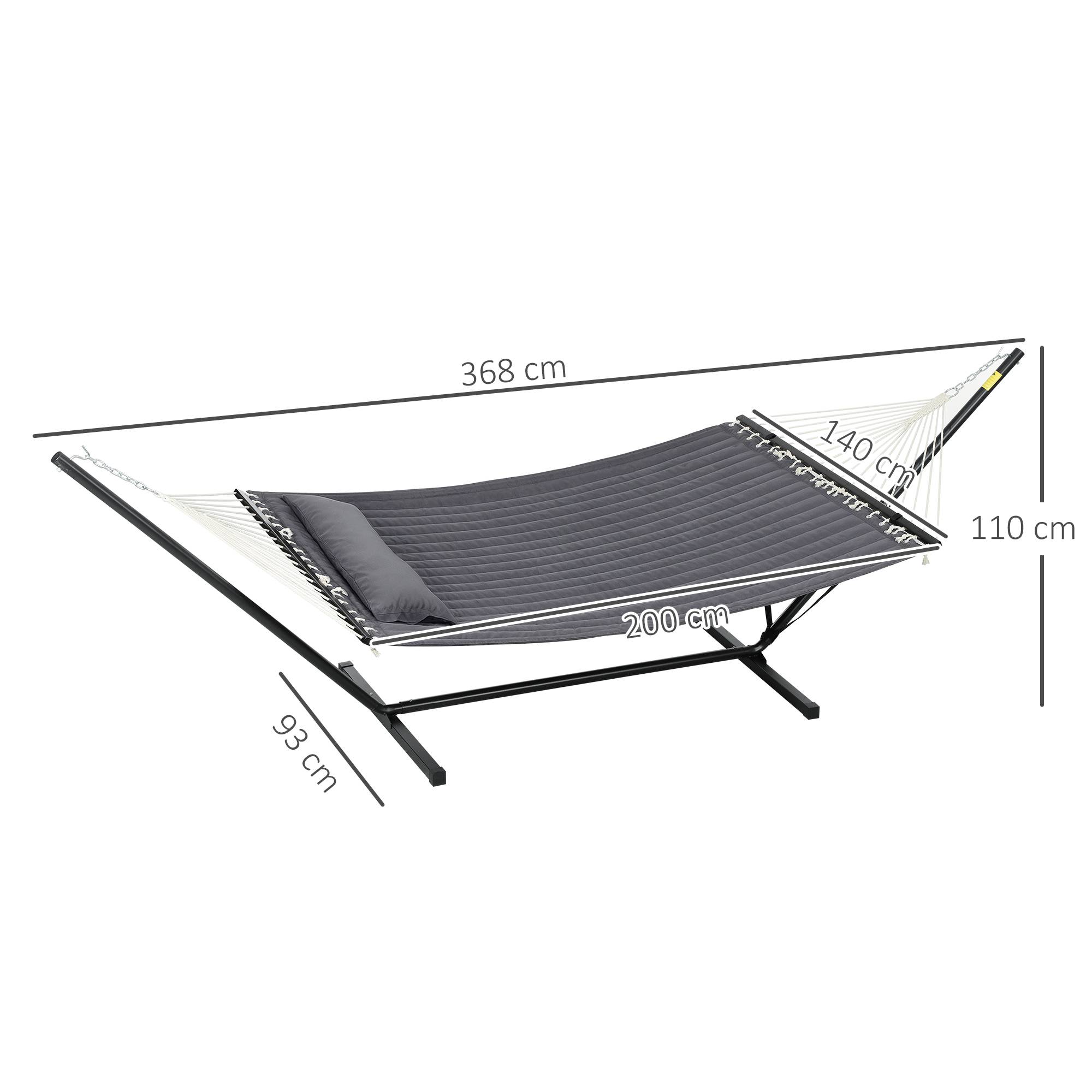 Hamac avec support acier coton gris foncé 368 x 140 x 110 cm - PANGIVO - Image 5