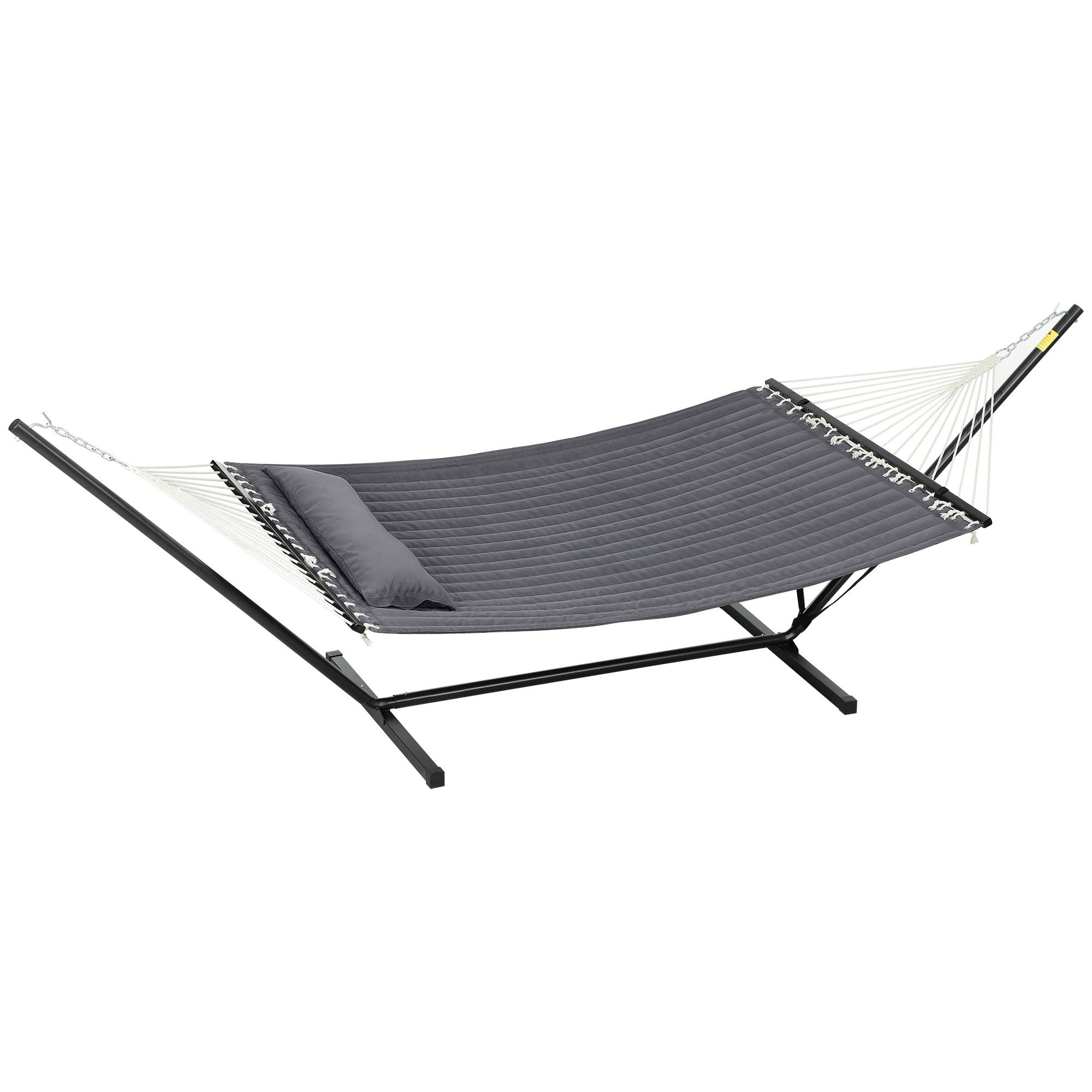 Hamac avec support acier coton gris foncé 368 x 140 x 110 cm - PANGIVO - Image 2