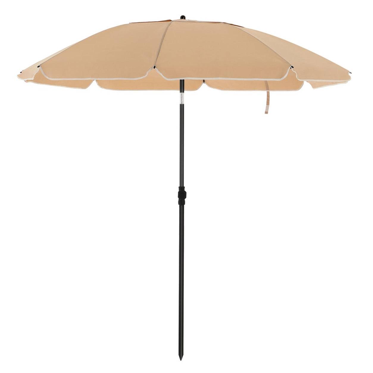 Helloshop26 - Parasol de jardin diamètre 2 m ombrelle protection UPF 50+ inclinable portable résistant au vent baleines en fibre de verre avec sac taupe - Imagen 1