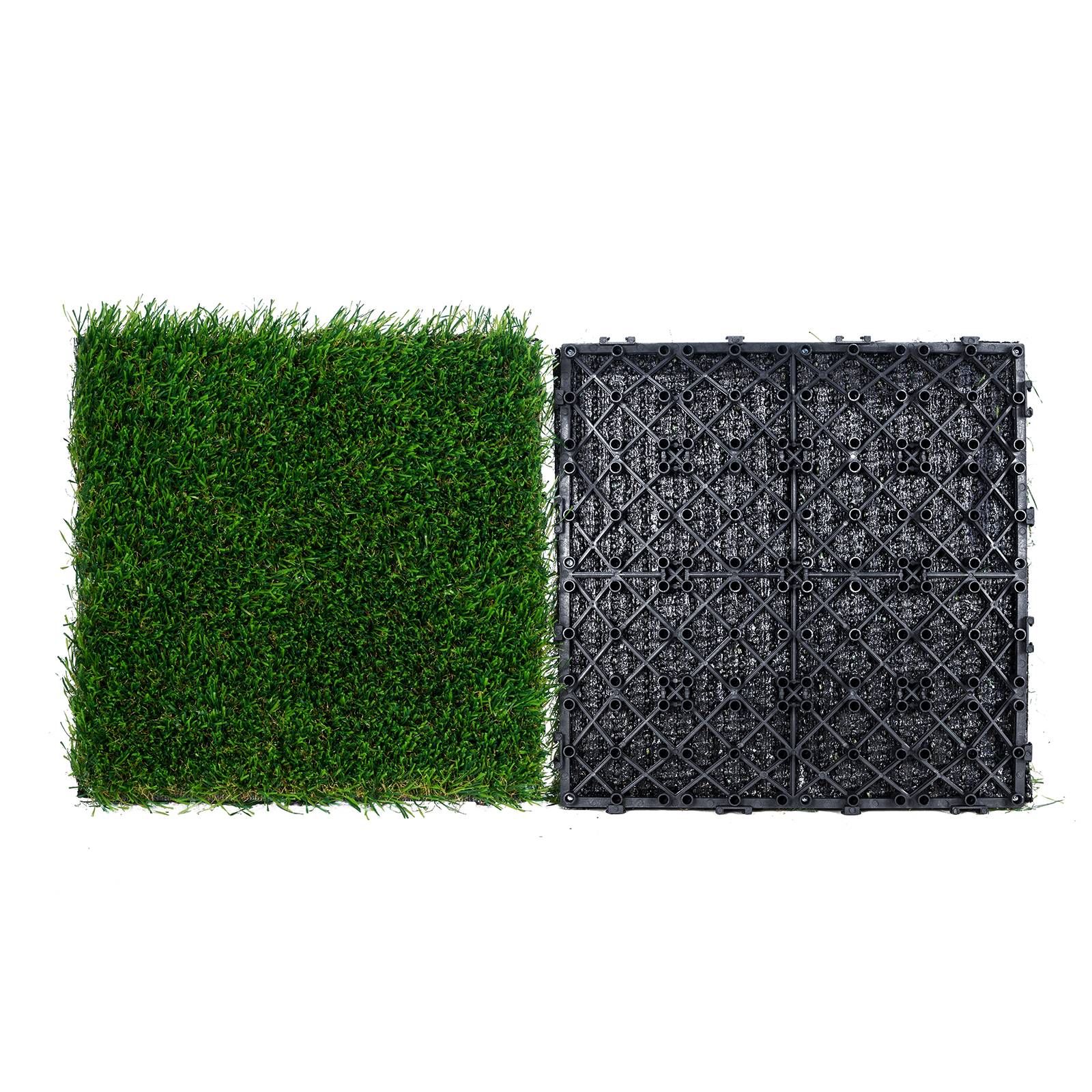 VEVOR Gazon artificiel, lot 18 dalles 31x31 cm, brins 40 mm. Auto-drainant, pour jardin, cours récréation. - Image 1