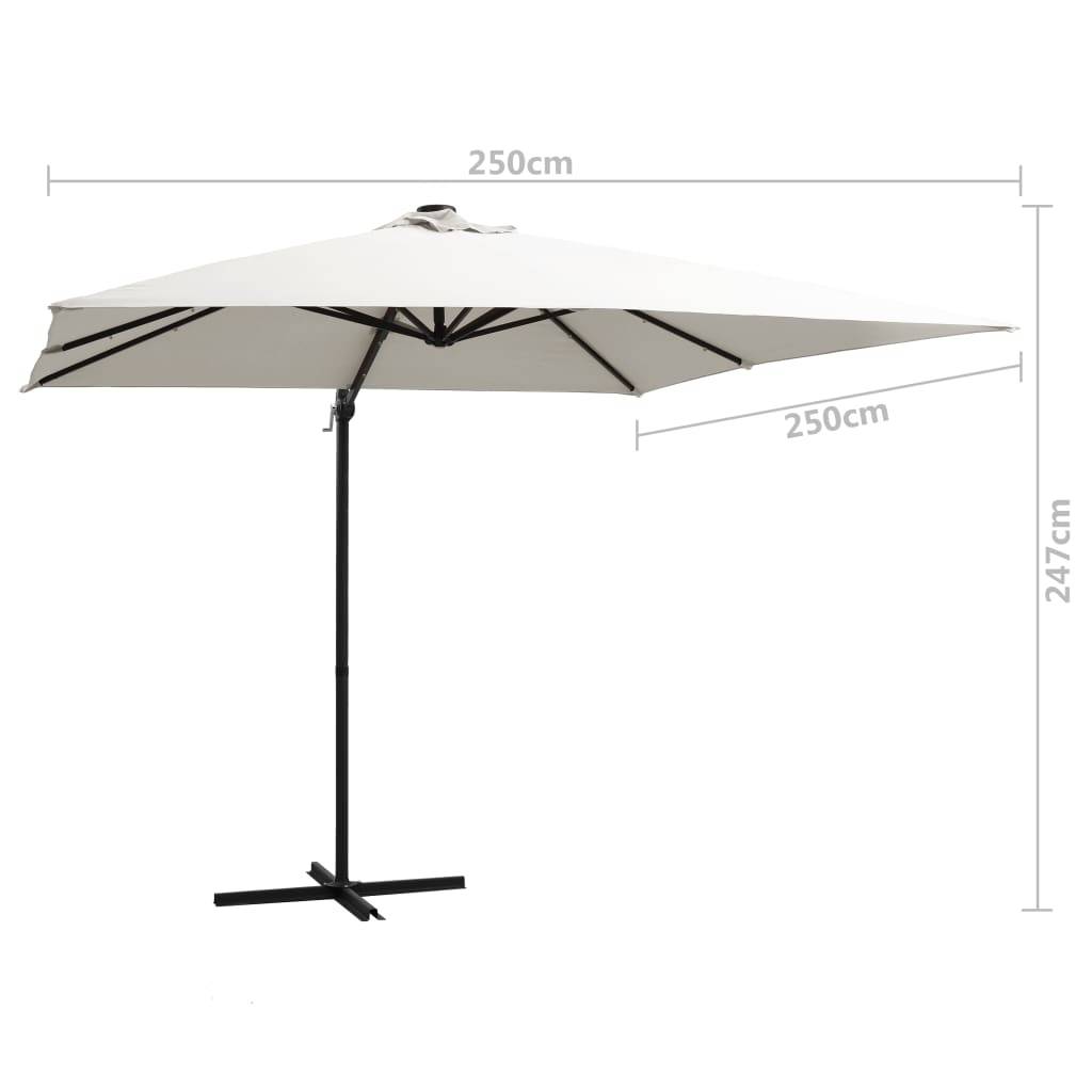 Helloshop26 - Parasol déporté avec led et mât en acier 250 x 250 cm sable - Imagen 8