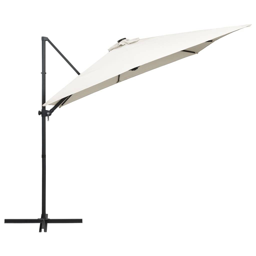 Helloshop26 - Parasol déporté avec led et mât en acier 250 x 250 cm sable - Imagen 4