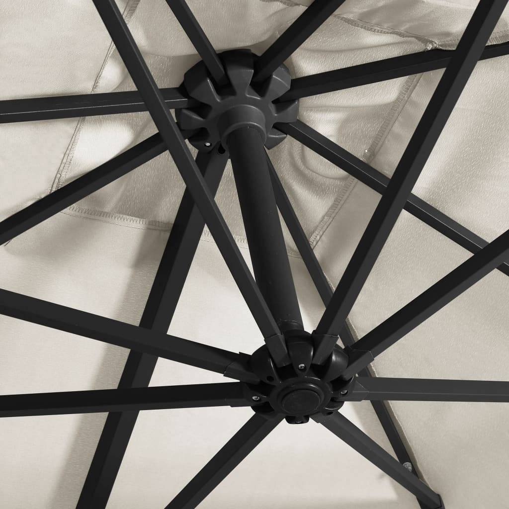 Helloshop26 - Parasol déporté avec led et mât en acier 250 x 250 cm sable - Imagen 6