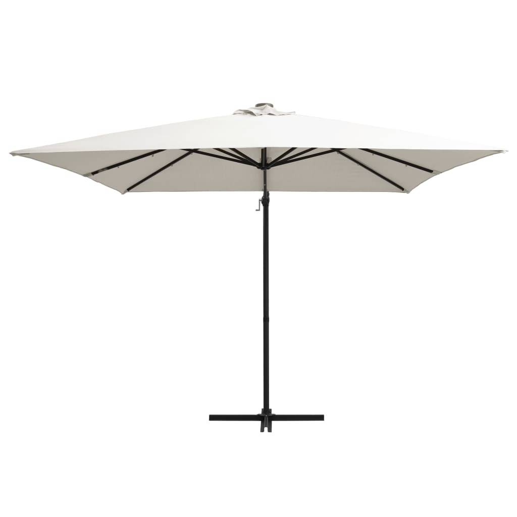 Helloshop26 - Parasol déporté avec led et mât en acier 250 x 250 cm sable - Imagen 2