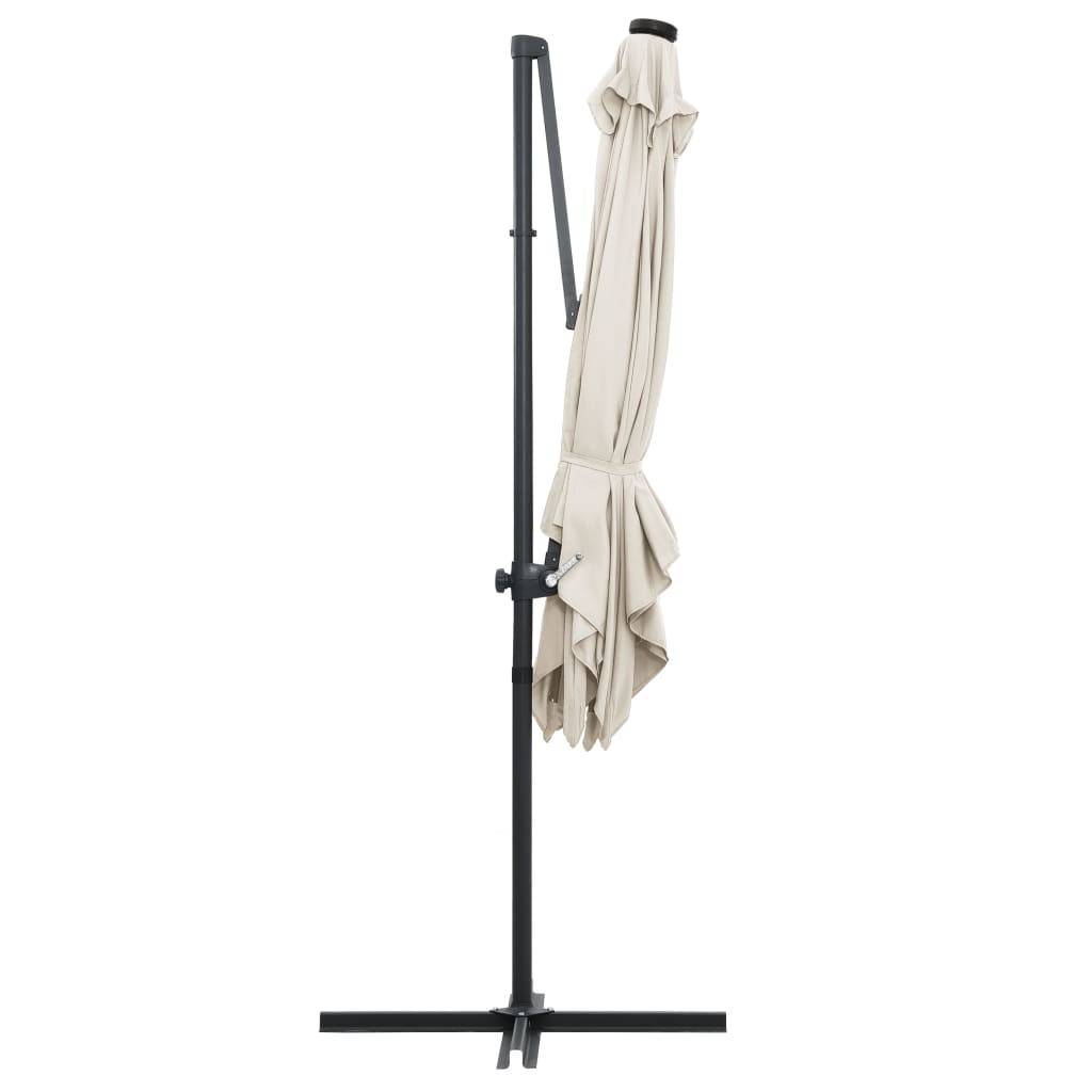 Helloshop26 - Parasol déporté avec led et mât en acier 250 x 250 cm sable - Imagen 5