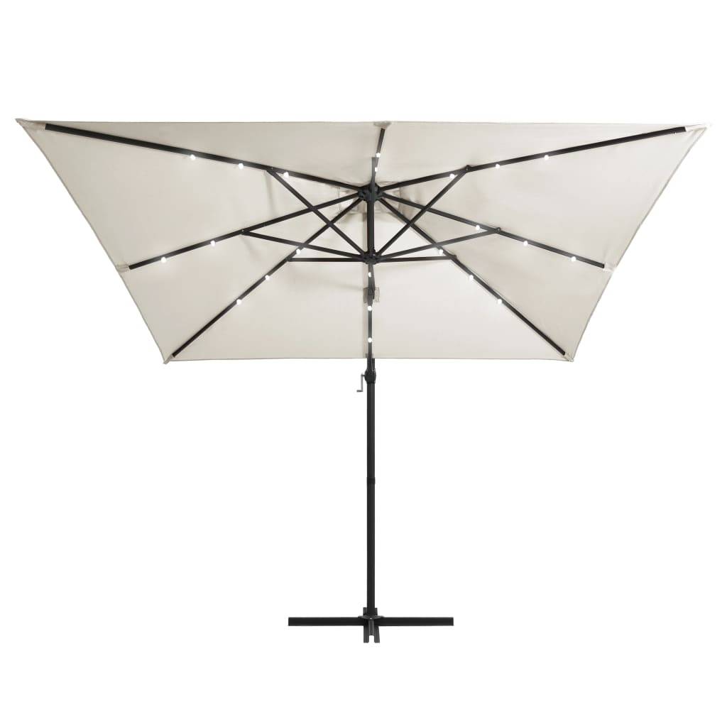 Helloshop26 - Parasol déporté avec led et mât en acier 250 x 250 cm sable - Imagen 3