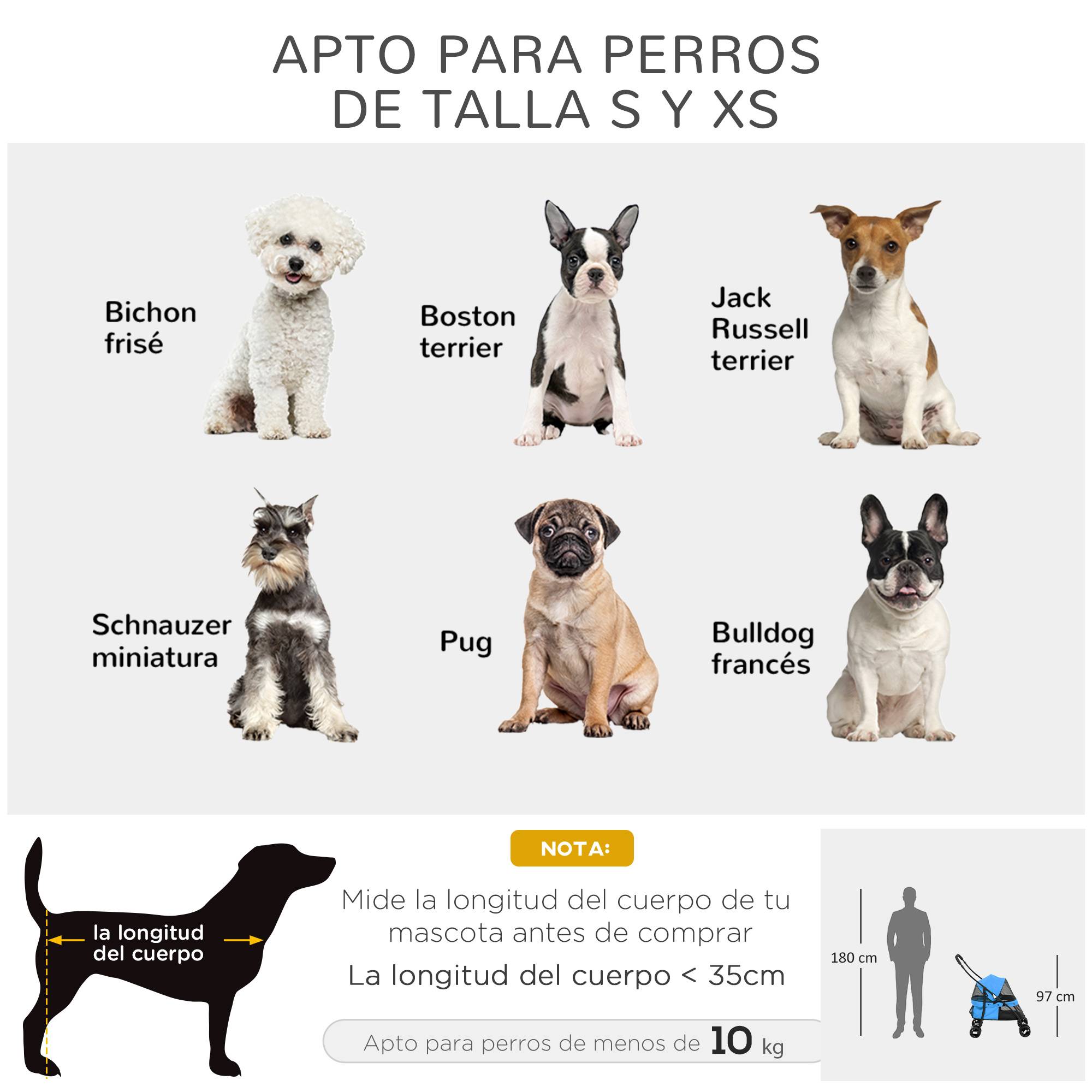 Poussette pliable pour petit chien avec fenêtres en filet, coussin lavable, sangles de sécurité et cadre en acier - Bleue - Image 9