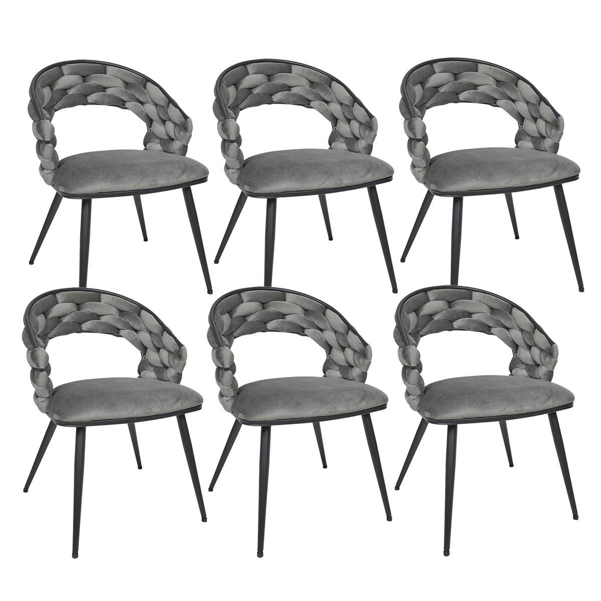 ALTOBUY - Lot de 6 Chaises en Velours Gris Pieds Métal Noir - OSCAR - Image 1