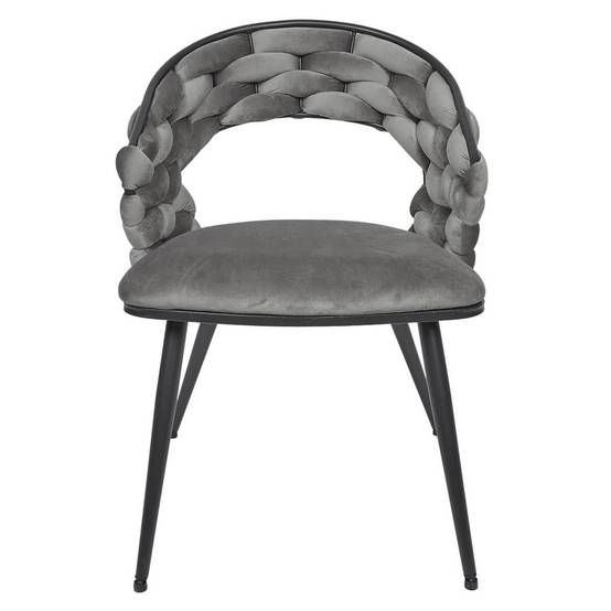 ALTOBUY - Lot de 6 Chaises en Velours Gris Pieds Métal Noir - OSCAR - Image 4