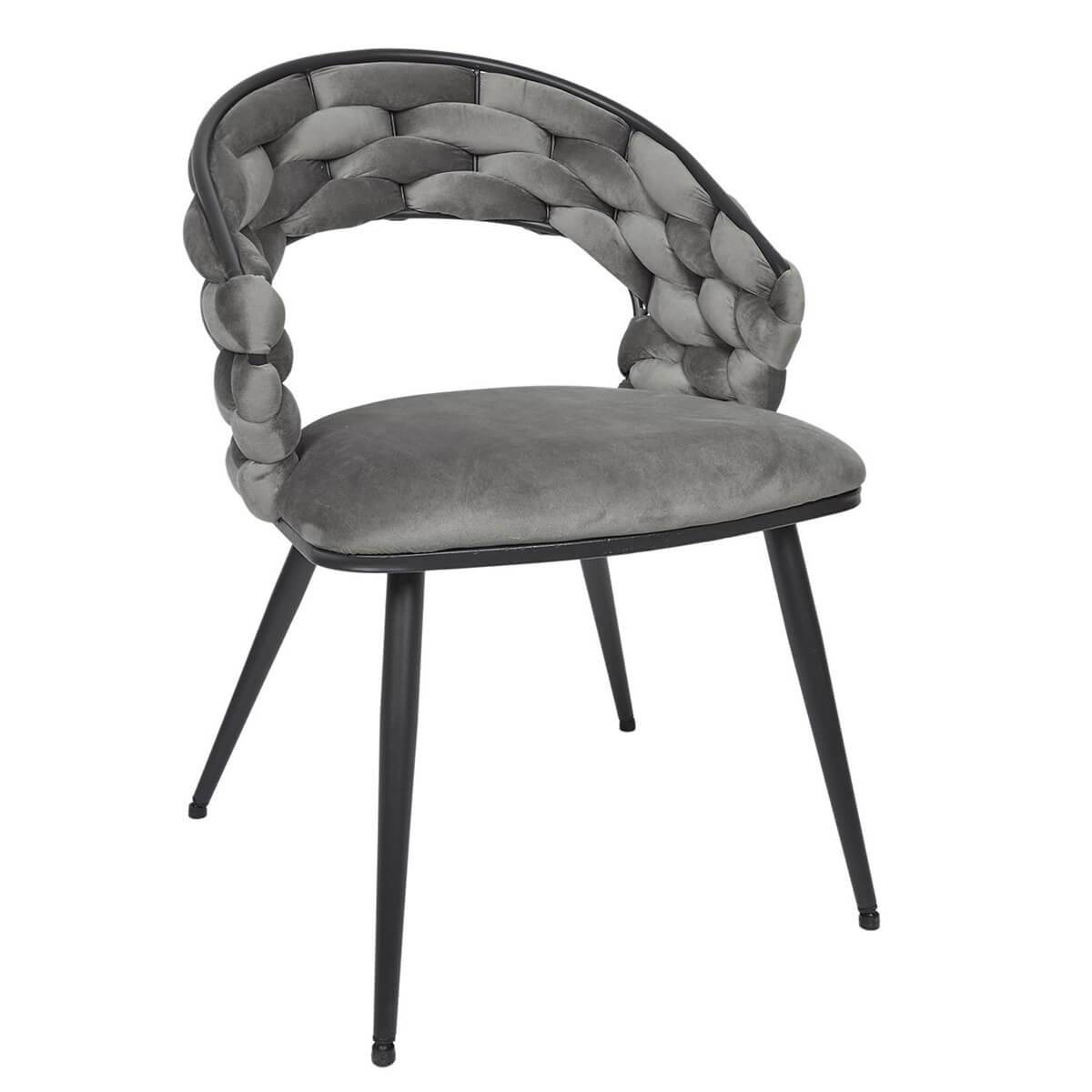 ALTOBUY - Lot de 6 Chaises en Velours Gris Pieds Métal Noir - OSCAR - Image 3