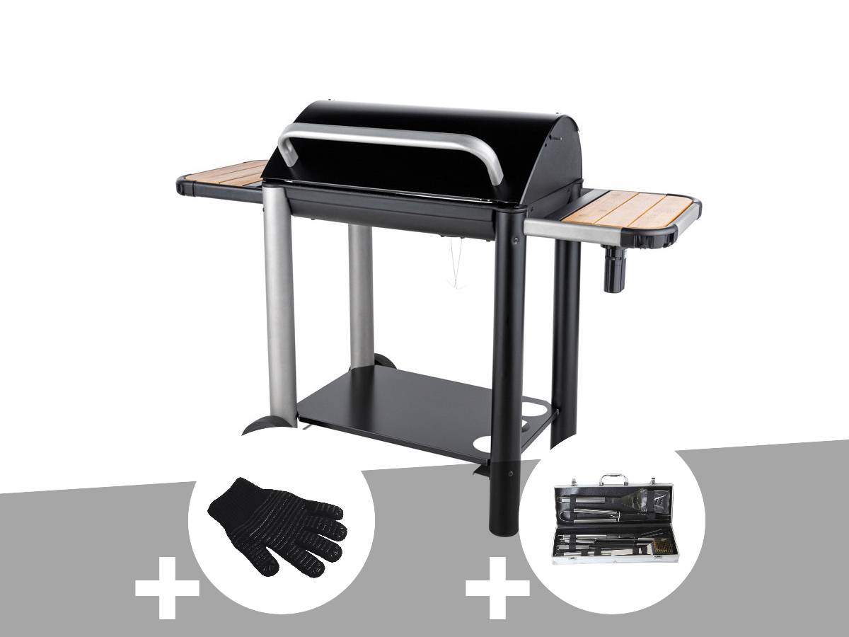 Somagic - Barbecue charbon Vulcano 3000 + Gant de protection + Malette 8 accessoires inox - Somagic - Image 1