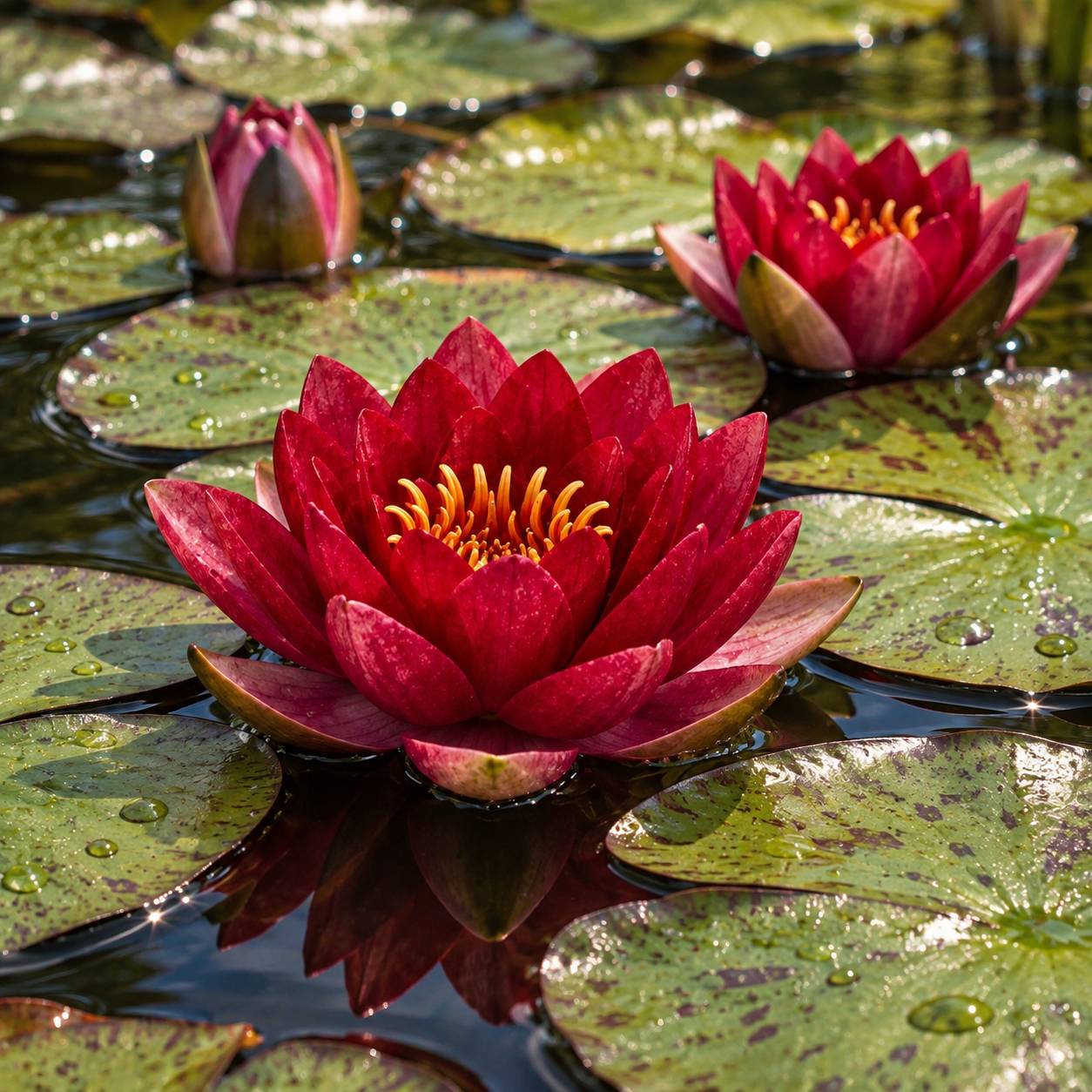 0 - Nénuphar Rouge - Set Complet - incl. Panier Substrat Gravier Aliment - Image 2