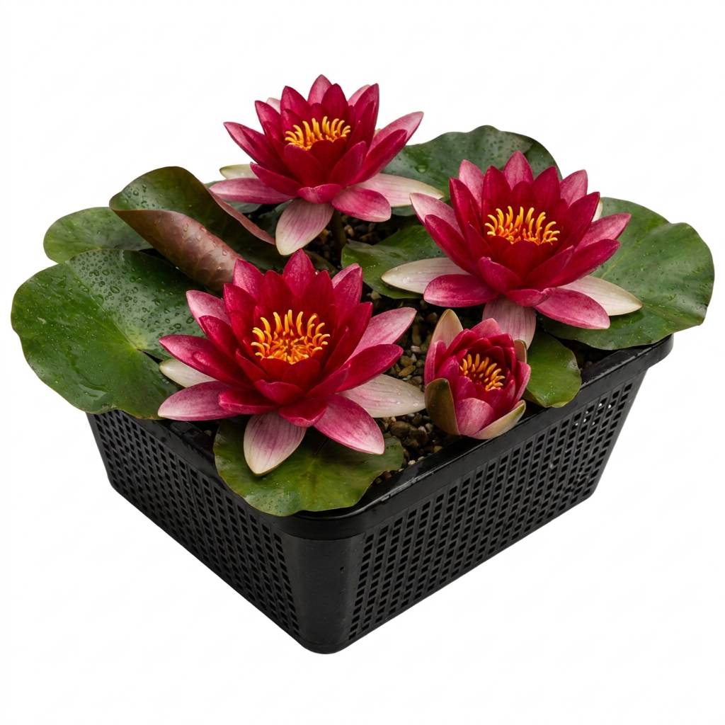 0 - Nénuphar Rouge - Set Complet - incl. Panier Substrat Gravier Aliment - Image 1
